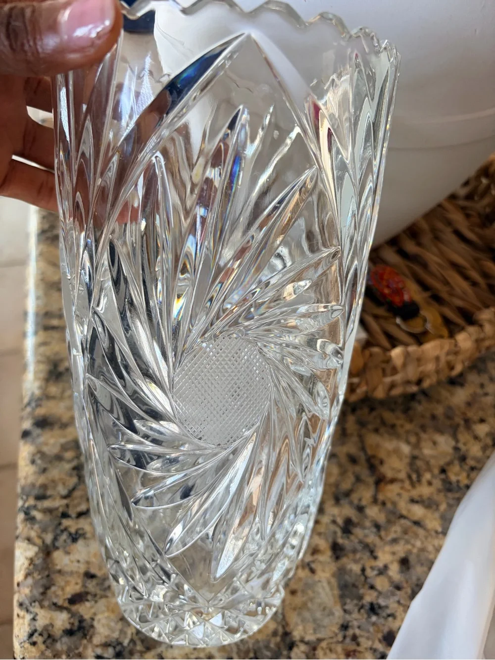Clear Cut Lead Crystal Decorative Vase - Clear